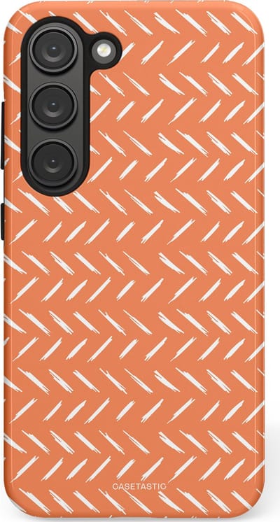 Casetastic hoesje geschikt voor Samsung Galaxy S23 - Dubbellaagse bescherming - Oranje Witte Nederland Cross Patroon - Fashion Case - Terracotta Zand