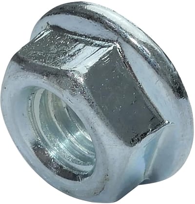 - 100 stuks zeskantmoeren met flens/tandsokkel M6 buitendiameter 13 mm - koolstofstaal - borgmoer zelfborgend - C49643