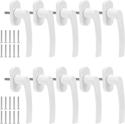 Witte raamgrepen set van 10, aluminium raamsloten met schroeven, 35 mm penlengte voor ramen en deuren, ideaal voor terras- en balkondeuren