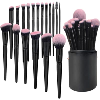 Ensemble de 18 pinceaux de maquillage, pinceau à poudre libre, pinceau à fard à paupières noir