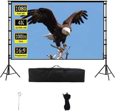 Draagbaar Projectiescherm - Statief Scherm - Buiten Films Kijken - Kreukvrij en Wasbaar - 100 Inch 16:9 - Wit