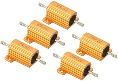 5x 25W 20 Ohm Aluminium Behuizing Draadgewonden Weerstanden - 5% Tolerantie - Schroefmontage