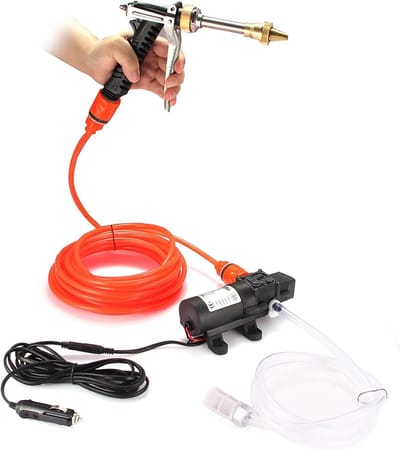 Autowaspomp voor auto - Draagbare autowaspomp met hoge druk - Reinigingsset voor autoruiten - Krachtige DC 12 V 100 W spuitpistool - Autowassen met 130 pk - Voor grondige reiniging van voertuigen