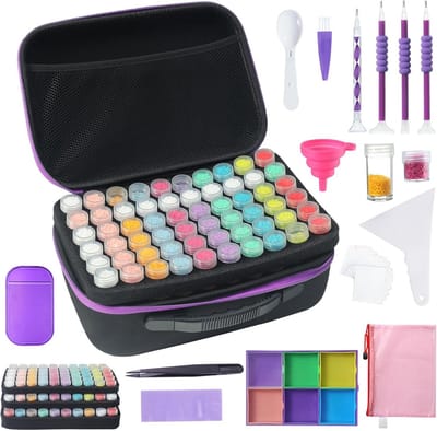 Grote Diamond Art Opbergkoffer met 60+120 Potjes - Draagbare Organizer voor Diamond Painting Kralen en Accessoires