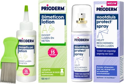 Prioderm Hoofdluis bestrijdingspakket - Dimeticon Lotion + Protect* Spray - Complete Behandeling en Bescherming - 2 x 100 ml