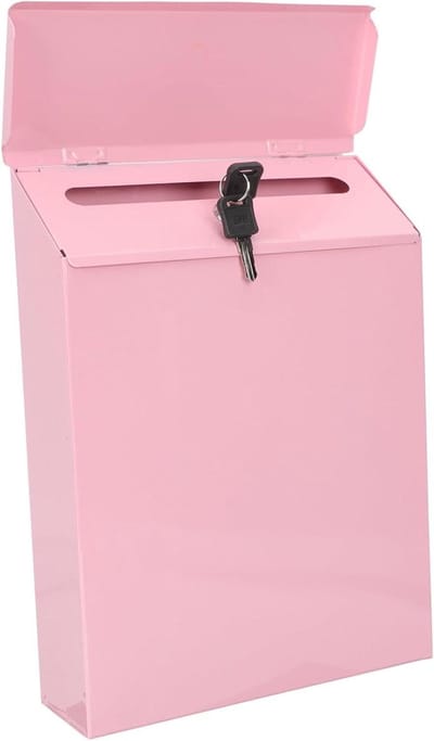 Wandbrievenbus met slot - Postbox metaal - Veilig post ontvangen - Stijlvol design - 30x22x6 cm - Pastelroze