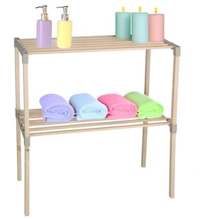 Gerimport Badkamer/keuken opbergkastje - hout - 2 planken - 30 x 58 x 68 cm
