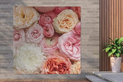 Tuinposter - Tuindoek Bloemen - Tuin Decoratie - UV Bestendig - 200x200 cm - Roze