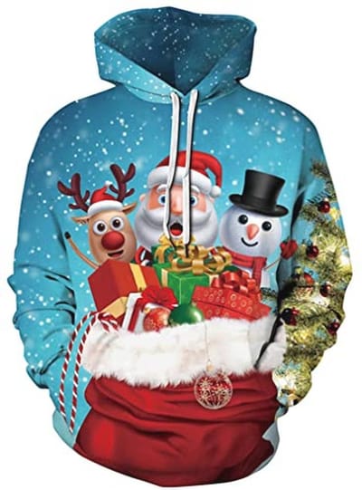 Imbry Lelijke kersttruien voor heren, grappige 3D-hoodie, sweater, kersttrui, Y-9, XXL