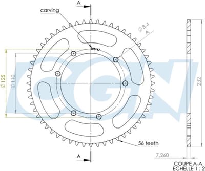 Couronne de transmission Afam pour Moto Sherco 50 SM R 2014 à 2017 Neuf