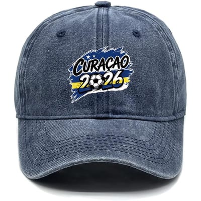 Nieuw Nieuw Unisex Curaçao Voetbal Fan Voetbal Steun Gewassen Baseballpet Verstelbaar Casual Sport Papa Hoed Voor Mannen Vrouwen Adjustable&>8Y black