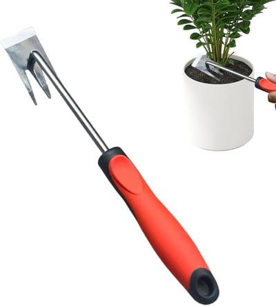 Onkruidsteker Tuin - Tuinwerktuig Handmatig - Onkruid Verwijderen - Drie Tand Ontwerp - 36 cm - Zilver