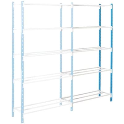Universele legbordstelling, aanbouwsectie, 5 roosterborden, draagvermogen 217 kg, B 1000 x H 2000 x D 500 mm