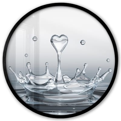 Poster in lijst Rond - Fotolijst 40x40 cm - Posters - Abstract - Modern - Water - Hart - Ronde posterlijst zwart - Decoratie - Wanddecoratie woonkamer - Muurdecoratie slaapkamer