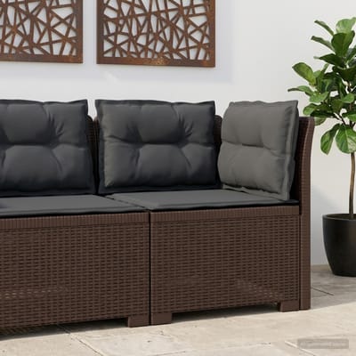 vidaXL - Eén-zits - Tuin - Sofa - met - Kussens - Rieten - Look - PP - Bruin