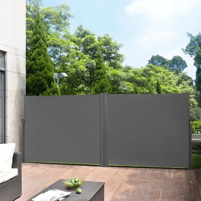Dubbele oprolbare windscherm 1,8x6 m grijs