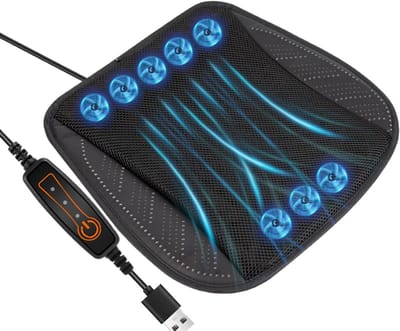 Geventileerd Stoelkussen - Koelzitting Auto - Comfortabel Rijden - 3 Snelheden Ventilatie - 43x43 cm - Zwart
