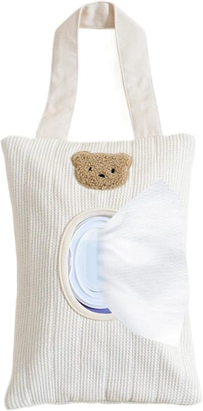 Navulbare doekjes houder - Voordeel verpakking - Baby verzorging - Wandmontage mogelijk - 17 x 25 cm - Crèmekleurig
