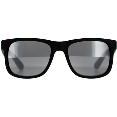 Ray-Ban Zonnebril Justin 4165 622/6G Rubber Zwart Grijze Spiegel 51mm