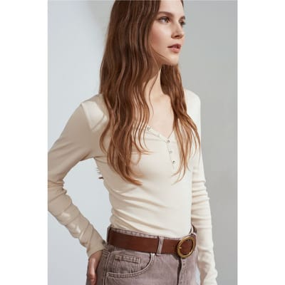 Slim Fit Katoenen Lange Mouwen Knopen Blouse