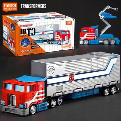 BLOKEES Transformers Bouwstenen Wielen CT01 Optimus Prime met wagen Actiefiguren Splicing speelgoed Verzamelen white