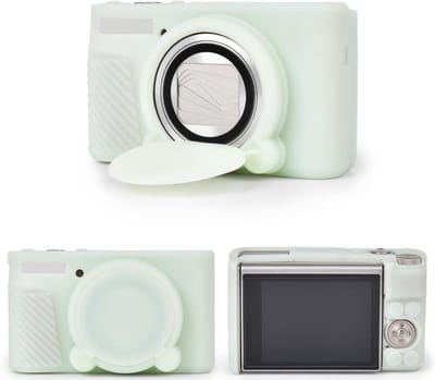 LISM-Beschermhoes Geschikt voor Canon SX740 camera, gemaakt van zacht siliconen, geschikt voor Canon PowerShot SX740/SX730 camera's - krasbestendige beschermhoes met afneembare lensdop - gebroken Lichtgroen.