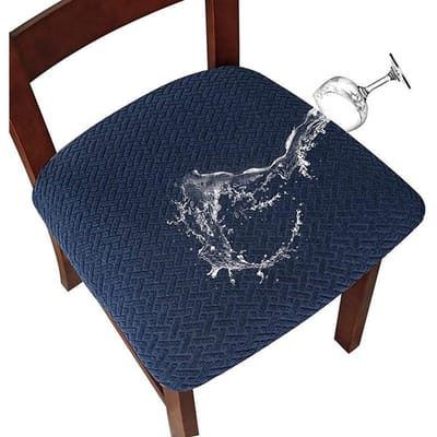 1/2/4/6 pièces housses de coussin de siège de chaise imperméables housses de chaise en jacquard extensible pour hôtel banquet salle à manger salon 1-Pcs bleu marine