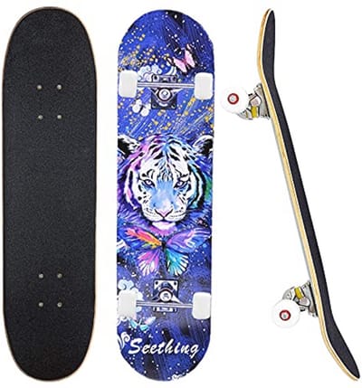 Compleet Skateboard 31" x 8" voor Beginners en Tieners - 7 Laags Esdoorn Deck met Double Kick