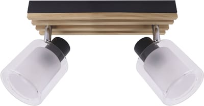 LAMEL - Plafond spot - Wandlamp - 2x E14 Fitting - Hout / Aluminium / Glas - Plafondspot voor Woonkamer,Slaapkamers,Keuken