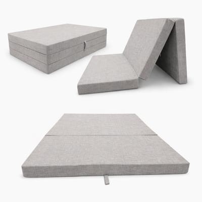 Opvouwbare Slaapmat 2-in-1 180 x 65 x 7 cm – Campingmat met Rugleuning – Ligmat en Stoel voor Strand, Camping en Tuin, grijs