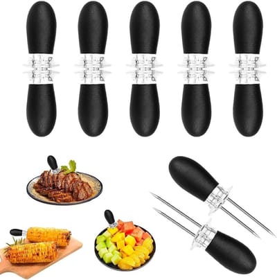 Set van 12 RVS Maïskolfhouders - Ideaal voor BBQ, Picknick en Tuinfeesten met Stevige Prikkers