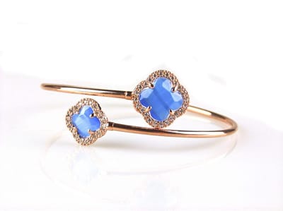 model toi et moi armband in zilver roze verguld felblauw