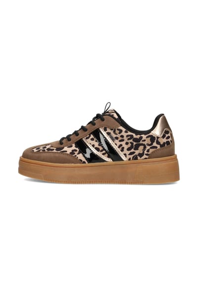 POSH by Poelman LILY Dames Sneakers - Bruin Met Beige