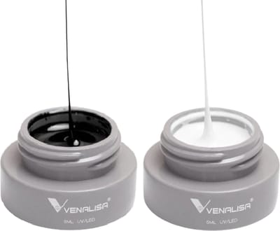 Venalisa Spider UV Gel Zwart en Wit - 10 gram (2x 5 gram) - Gel Liner Nail Art - Spidergel - Liner Gel - Venalisa Gellak - Gellak Nagellak
