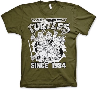 Teenage Mutant Ninja Turtles TMNT Distressed Since 1984 T-shirt olijfgroen