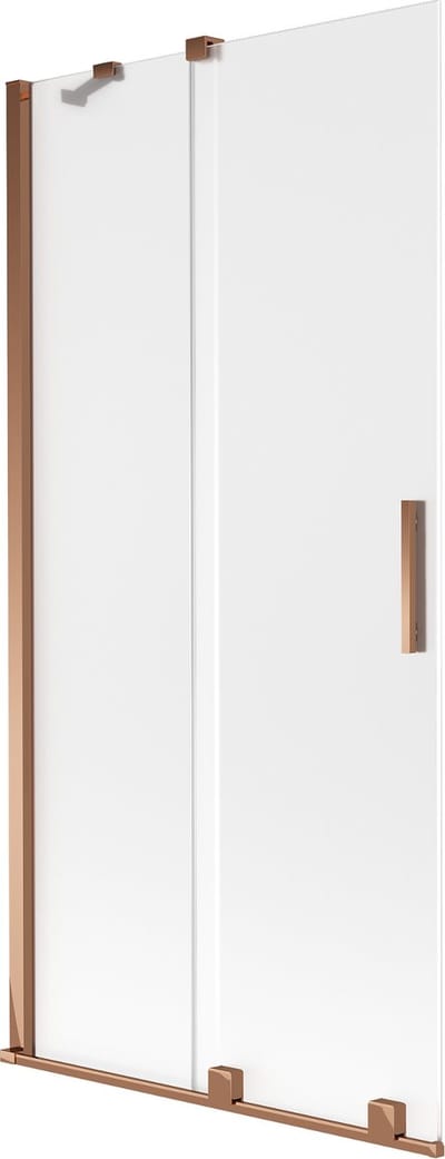 Mexen Velar badwand 2-delig schuifbaar 90 x 150 cm, matglas, roségoud - 896-090-000-31-60