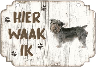 Hier Waak Ik: Imaal Terrier | Waakbord | Spreukenbord | Hondenras | Hond | Betreden op eigen risico | Pas Op Voor De Hond | Deurbordjes | Bewaker Van Dit Huis