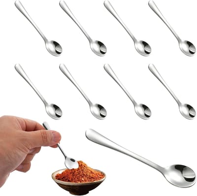 Set van 8 Mini Espresso Lepels, Kleine Lepels van RVS, Ideaal voor Specerijen, Suiker en Thee