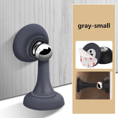 Forte Aspiration Magnétique Silencieuse Ménage Chambre à Coucher Sans Perforation Butée de Porte Anti-collision Aspiration au Sol en Silicone gris