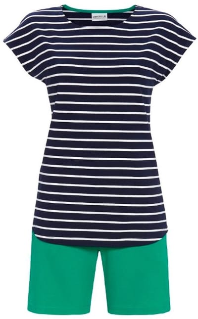 Katoenen shortama nachtblauwe strepen - Blauw - Maat - 38
