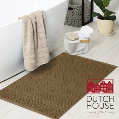 Dutch House Badmat Formia - Badmat 50x80cm - Taupe - Antislip - Badmatten - Anti Slip Douchemat - Badkamer Mat - Snel Absorberend - Snel Drogende Badmat