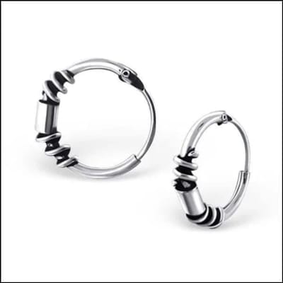 Aramat Jewels | Oorringen | 925 Zilveren Bali Oorringen Geoxideerd - Etnisch Design | 12mm / Goes | |2mm | Zilver | Kinderen, Volwassenen | Verkleurd niet