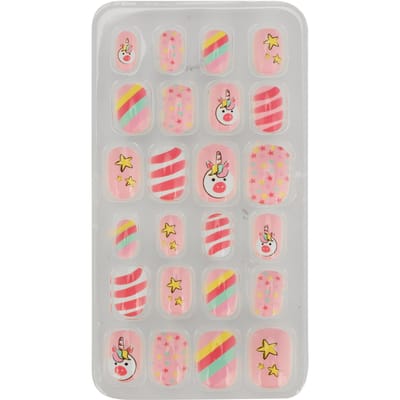 24 stuks Verwijderbare Kinderen Valse Nagels Cartoon Patroon Volledige Bedekking Kunstmatige Valse Nagels#03 beige