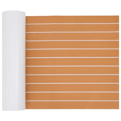 vidaXL - Bootmat - Gestreept - Bruin - en - wit - 240 - x - 60 - cm - EVA