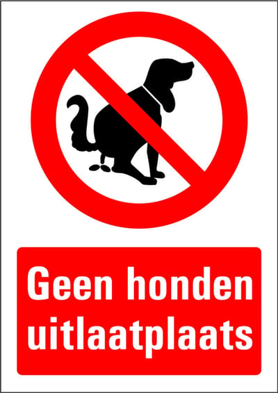 Geen hondenuitlaatplaats bord, kunststof 210 x 297 mm