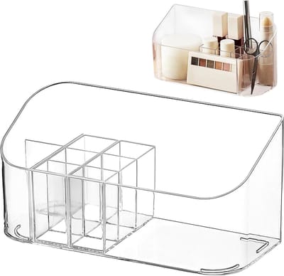 Transparante bureau-organizer, cosmetica-organizer, cosmetica, make-uptafel, organizer, uitneembare cosmetica-organizer, geschikt voor badkamers, slaapkamers, kantoren