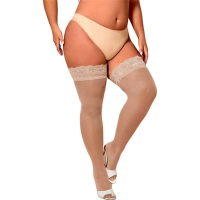 Zomer Nieuw 15D Zwarte Kant Zijden Kousen Panty Elastisch Grote Maat Hoge Taille Dunne Doorzichtige Panty 3Xxxl Voor Oversized Vrouw One Size beige