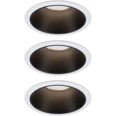 LED-inbouwlamp 3-Step-Dim Cole Coin Set van 3 IP44 rond 88 mm Coin 3x6W 3x470lm 230V dimbaar 2700K Wit, Zwart mat