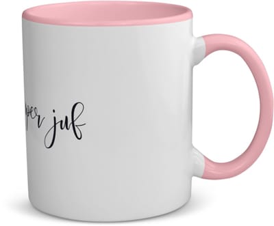 Akyol - super juf koffiemok - theemok - roze - Juf - cadeau juf - cadeau - bedankje juf - juffendag - lerares - 350 ML inhoud