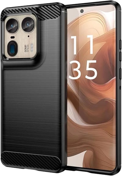Geborsteld TPU Hoesje Geschikt voor Motorola Edge 50 Ultra | Beschermhoes | Back Cover | Flexibel TPU | Stijlvol Carbon | Dun | Zwart